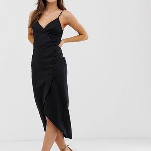 ASOS DESIGN | Cami Midi Wrap Button Dress In Linen